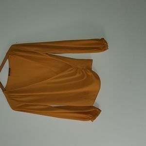 M Tinley Road Mustard Yellow Wrap Blouse